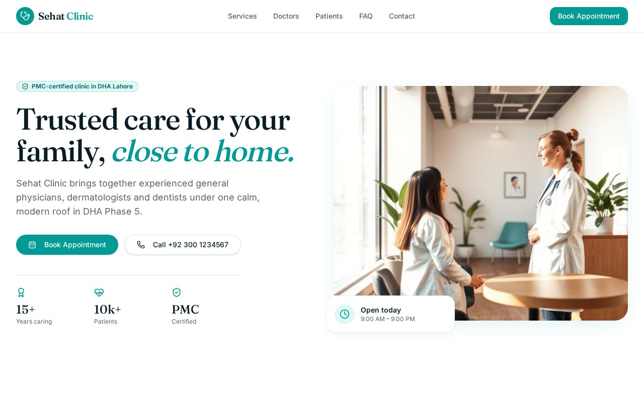 Sehat Clinic website preview